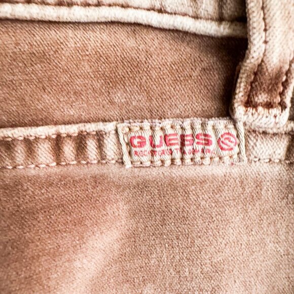 Vintage GUESS Velvet Stretch Low Rise Beige Brown Bootcut Pants 32 - Picture 5 of 6
